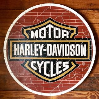 Harley - Davidson Motorcycle Poly - Resin Fiberglass Faux Mosaic 24 " Sign