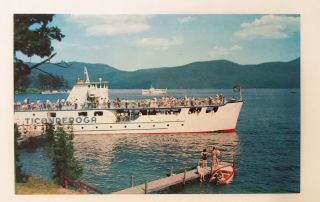 Postcard Ny Lake George Cruise Ships Mv Ticonderoga Mv Mohican Bolton Landing B3
