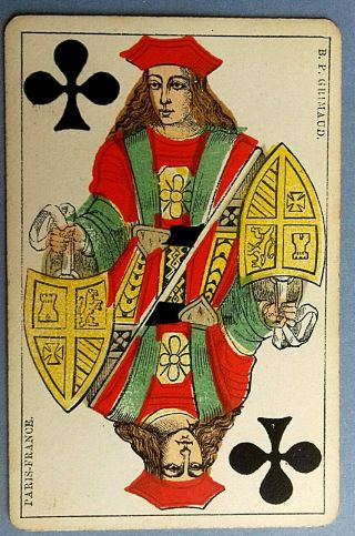 Antique Playing Cards Grimaud No Index Stencil Print Gilded Corner 52 Pack 1880