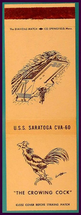 Ex 1950s U.  S.  S.  Saratoga Cva - 60 - Us Navy Ship Matchbook Cover Matchcover