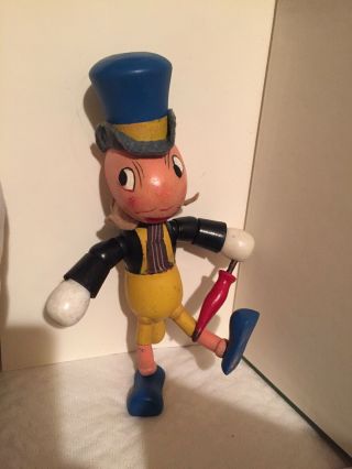 Rare Ideal 1940 Jiminy Cricket Wood Jointed Pinocchio Disney Antique Doll Early 2