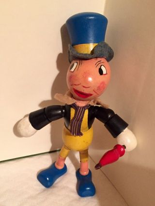 Rare Ideal 1940 Jiminy Cricket Wood Jointed Pinocchio Disney Antique Doll Early 6