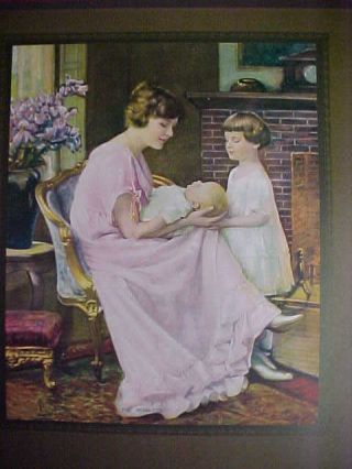 Vintage 1927 Salesmen Sample Calendar - " Home Ties " - Mother W/children Pink Dress