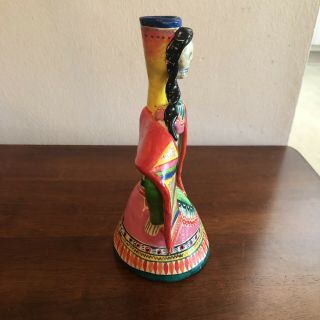 Vintage Day Of The Dead Candlestick Holder 8” By 4” Mexico 4