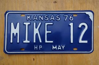 1976 Kansas State Vanity License Plate - Mike 12