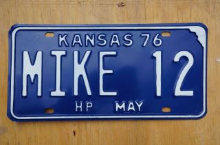 1976 Kansas State Vanity License Plate - Mike 12 2