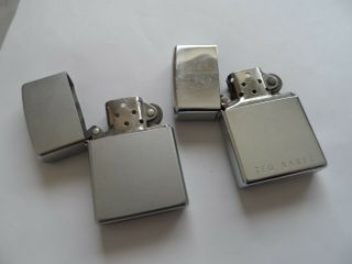2 Vintage Zippo Lighters Brushed Chrome Finish and Ted Baker.  UK Bidders Only. 2