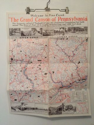 Vintage Map Of The Grand Canyon Of Pennsylvania