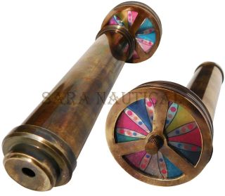 Antique Kaleidoscope Brass Antique Finish Handheld Telescope Smart Gift Decor