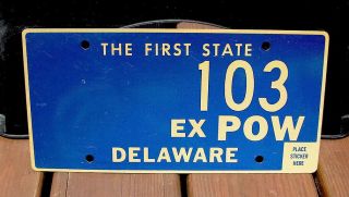 Delaware Ex - Pow Prisoner Of War License Plate Military Veteran 103