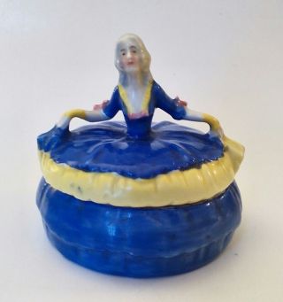 Antique Porcelain Half Doll,  Lady Trinket,  Powder,  Ring Vanity Box Exc
