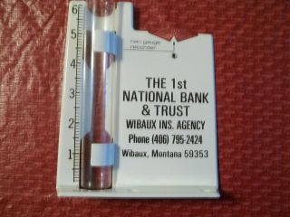 1st National Bank & Trust Ins.  Agency Rain Gauge And Recorder Wibaux Montana
