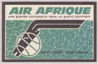 Ivory Coast,  West Africa Air Afrique Airlines Luggage Label