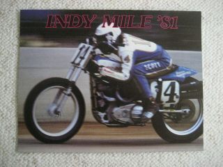Vintage " Indy Mile " Motorcycle Dirt Track Racing Program 1981 Nos