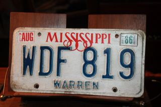 1986 Mississippi License Plate Warren County Wdf 819