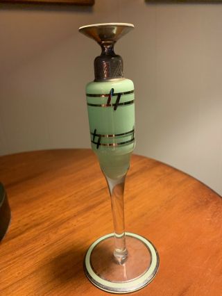 Devilbiss Deco Style Perfume / Scent Bottle Green With Gold Accents
