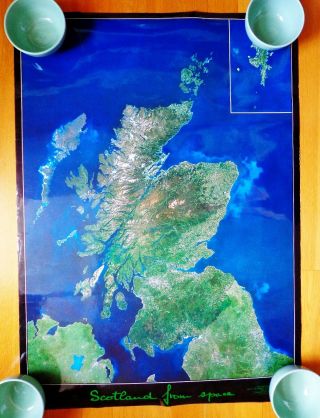 Scotland From Space - Landsat - 5 Satellite Map 1998 Huge 38 " X 33 " Minute Details