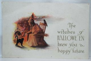 Antique Halloween Gibson Postcard Witches Of Hallowe 