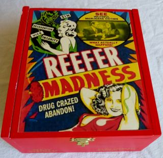 Wooden Cigar Box,  Man Cave Item,  Marijuana Girl,  Reefer Madness,  Poster Images