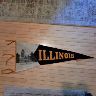 University Of Illinois Early Pennant With Campus Library Image Circa 1910