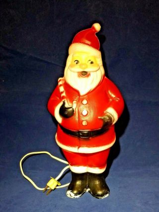 Vintage Christmas Blow Mold Jolly Santa Claus Candy Cane 15 " Light Lidco