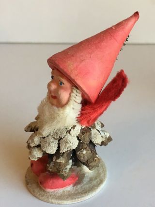 Vintage Christmas Pine Cone Santa Elf Gnome with Tree West Germany X 4