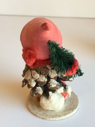 Vintage Christmas Pine Cone Santa Elf Gnome with Tree West Germany X 5