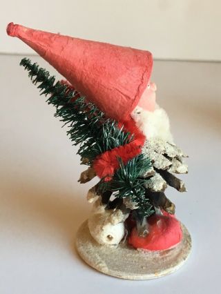 Vintage Christmas Pine Cone Santa Elf Gnome with Tree West Germany X 6