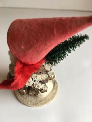 Vintage Christmas Pine Cone Santa Elf Gnome with Tree West Germany X 7