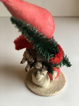 Vintage Christmas Pine Cone Santa Elf Gnome with Tree West Germany X 8