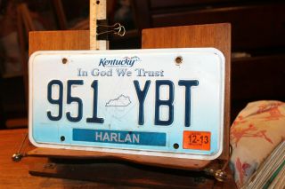2013 Kentucky License Plate Harlan County In God We Trust 951 - Ybt