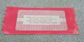 Antique Victorian Bookmark Bible Verse Abide With Us Punched Card Cross Stitch