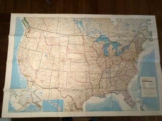 Vintage Large Rand Mcnally United States Map 36 " X 54 "