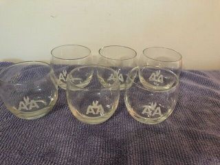 Vintage Set Of 6 American Airlines Roly Poly Rock Glasses