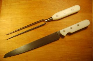 Vintage Stubai (austria) Ss Kitchen Carving Set (9 " Serrated Knife And Fork)