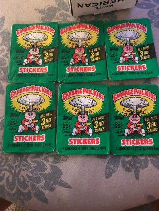 (6) 1986 Garbage Pail Kids Wax Pack Wrapper 3rd Series No Cards Wrappers Only