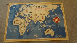 1949 B O A C Airline Poster,  World Air Routes Double Sided.  E O Seymour