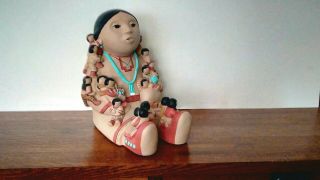 Vintage Native American Lady - Story Teller Figurine - Signed - 13 Pounds 12 Inch