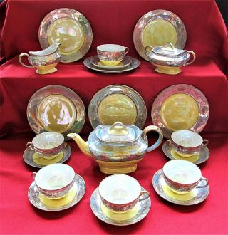 Antique Nippon Hand Painted Porcelain Tea Set,  Dessert Set " Lusterware "
