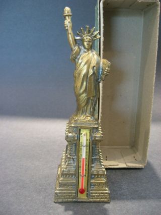 Vintage Statue Of Liberty Thermometer Antique York City Souvenir Ny Mib Box