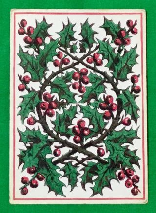 Playing Cards 1 Single Swap Card Old Antique Goodall Square Corner Holly Berries