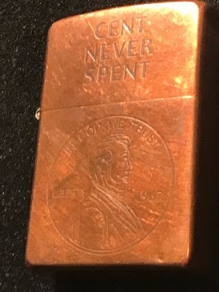 1968 Zippo “Cent Never Spent” In God We Trust (copper) Rare 3