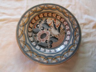 Vintage Tonala Mexican Pottery By V.  Silva.  12.  5 " Dove Decorative Plate