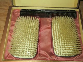 Vintage Hair Brush Pro - Phy - Lac - Tic Mens Grooming Art - Deco Collectible Vanity KIT 5