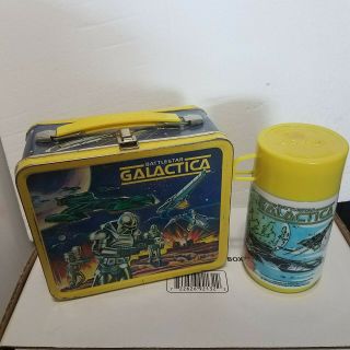 Battlestar Galactica Vintage 1978 Metal Lunch Box With Thermos In Great Shape