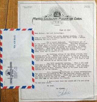 Mgm/metro - Goldwyn - Mayer Cuba Movie/motion Picture 1942 Douglas Fairbanks - Letter