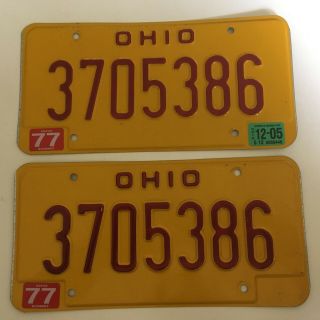 2005 Ohio Dui License Plate Pair Plates County 77 Dwi