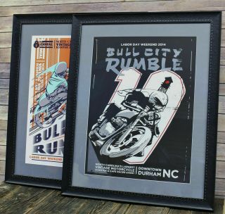 Bull City Rumble Advertising Bike Show Poster Man Cave Motorcycle Decor Signed