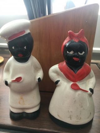 Vintage Mammy And Chef - Black Americana Salt And Pepper