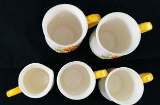 Vintage 1976 Merry Mushroom Mugs Coffee Cup Set of 4 Stranger Things w/ Creamer 3